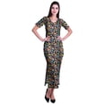 thumbnail image 1 of Moomaya Long Bodycon Maxi Dress For Womens Short&nbsp;Sleeve V neck Printed Jersey T-shirt Dress, 1 of 6