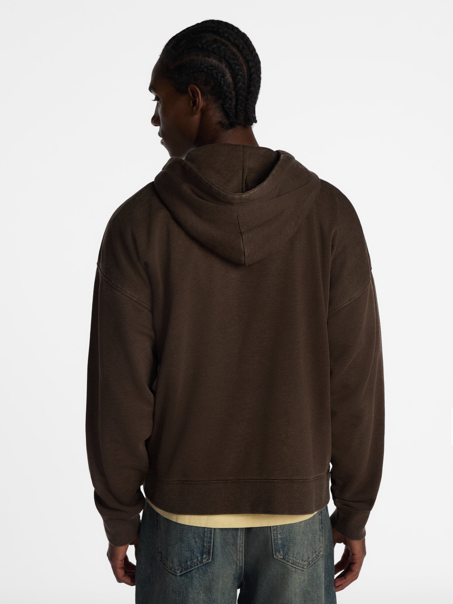 No Boundaries Boxy Fit Oversized Fleece Hoodie with Long Sleeves, Men's XS-4XLT