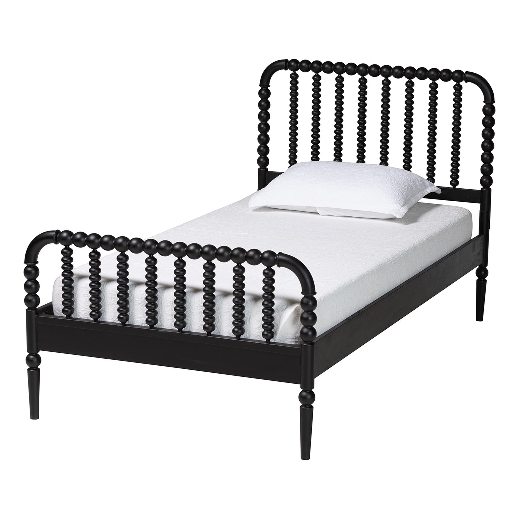 Baxton Studio Lucera Mid-Century Bedroom Set, Twin, Black