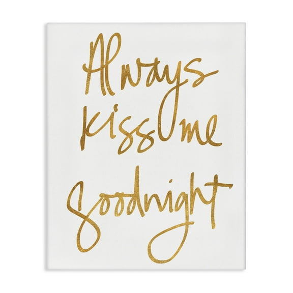 Stupell Industries Kiss Me Goodnight Typography Painting Gallery Wrapped Canvas Art Print Wall Art, 16 x 20