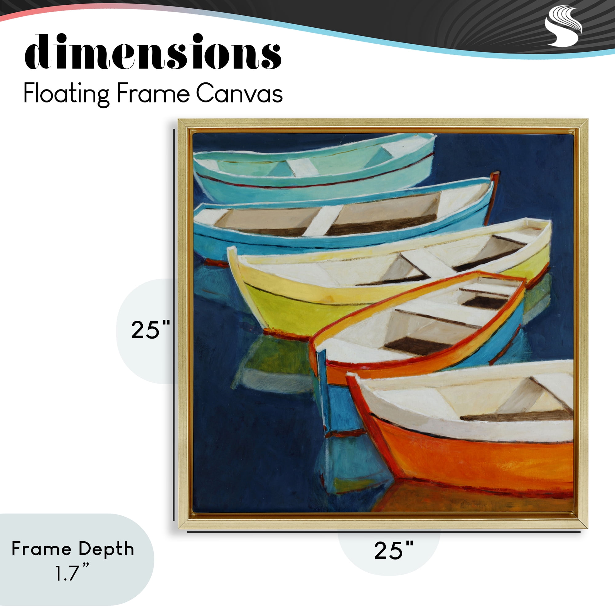 Stupell Industries Serene Rowboats in Summer Gold Framed Floater Canvas Wall Art, design by Lorenzo Collective