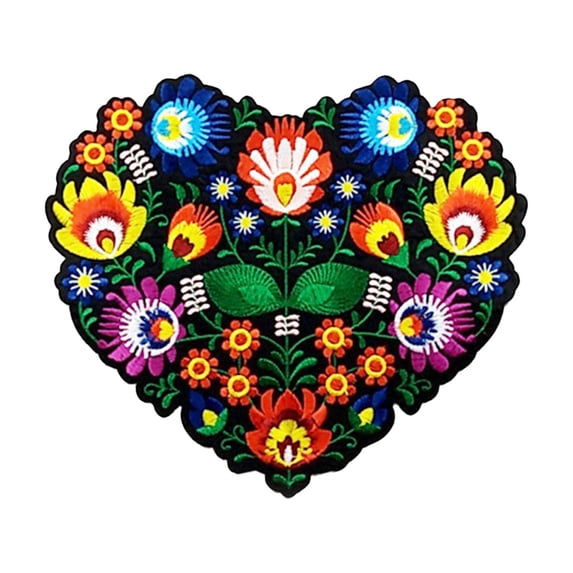 Embroidery Applique Patches Sewing Large Size Patch Embellishment DIY Clothes Heart Shape Flower for Pants Scarf Curtain Jacket Ornament