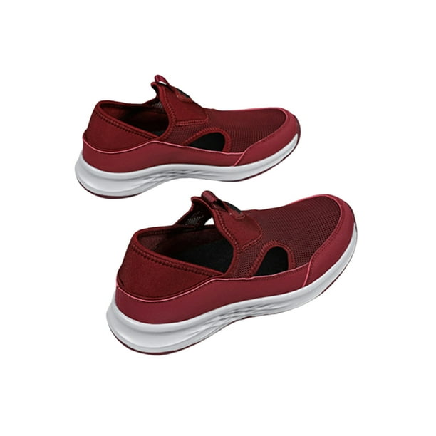 sneakers basket chaussure homme tissu maille légère confort sans lacet été  rouge