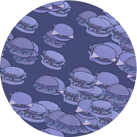 Ahgly Company Machine Washable Indoor Round Transitional Purple Area Rugs, 4' Round