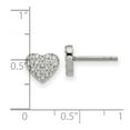 thumbnail image 2 of Stainless Steel Polished With Cubic Zirconia Love Heart Post Earrings 7.5x8.7mm Wide Stud Earring for Women, 2 of 2