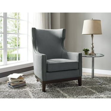 DeeHome Roswell - Linen Wingback Chair - Dark Gray