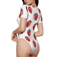 thumbnail image 3 of Haiem Hand Drawn Strawberry Women's Crew Neck Short Sleeve Bodysuit Tops Stretchy Slim Basic-X-Large, 3 of 9