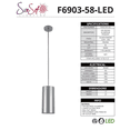 thumbnail image 2 of Sunset Lighting Led Round Alum Round Pendant 15W 3000K 900 Lumen F6903-58-LED, 2 of 2