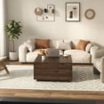 thumbnail image 7 of 31.5" Wood Square Coffee Table with Storage, Modern Center Table with 4 Drawers, Walnut Finish, 7 of 7