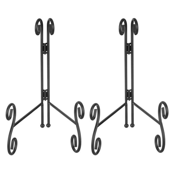 Uxcell 2 Pack Metal Plate Stands - 8 inch Iron Decorative Plate Holder for 10 inch Plates Picture Frame, Black
