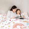 thumbnail image 4 of Homewish Watercolor Rainbow Clouds 7-Piece Twin Bedding Sets,Colorful Stars Graffiti Bedding Comforter Set,Pink White Sheet Sets For Girl Kids,Breathable Home Decor Reversible, 4 of 8