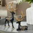 thumbnail image 3 of Dualoai Reindeer Elk Deer Cat Resin Sculpture Figurine Animal Statue Collection for Cabinet Tabletop Wedding Housewarming Entrance Bookshelf Living Room Bedroom, 3 of 8