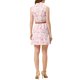 thumbnail image 3 of Vestido sin mangas de media abertura con estampado floral para mujer Inspire Chic, largo hasta la rodilla, con cinturón, en rosa y amarillo, 3 of 7
