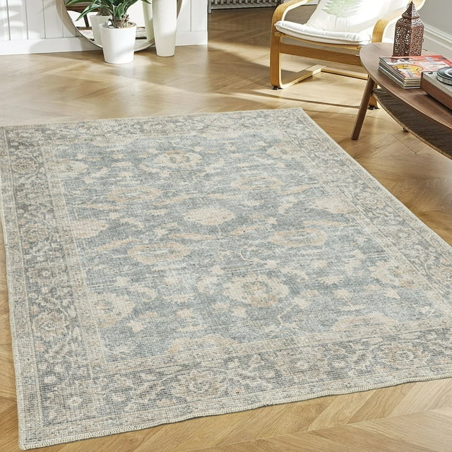 LaDole Rugs 8x10 Living Room Large Premium Cotton Washable Area Rug | Traditional Home Decor Boho Carpet For Living Room, Bedroom, Dining Floor |Floral Multicolor