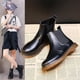 thumbnail image 3 of ZHAOCHENG Botines Chelsea de piel auténtica para mujer, botas cortas cálidas, plataforma plana, talla grande, Martin, zapatos individuales, 30, 3 of 3