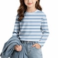 thumbnail image 4 of Ashirexll Girls Long Sleeve Shirts Gradient Striped Print Long Sleeve Casual Top for Big Girls 3-14 Years, 4 of 7