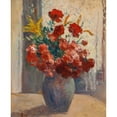 thumbnail image 2 of Maximilien Luce 15x18 Black Ornate Wood Framed Double Matted Museum Art Print Titled - Bouquet of Flowers in a Vase, 2 of 5