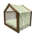 thumbnail image 2 of Palm Leaf Pet House, Green Leaves of Coconut Palms Watercolor Style Fresh Nature Pattern, Outdoor & Indoor Portable Dog Kennel with Pillow and Cover, 5 Sizes, Fern Green Pale Green, by Ambesonne, 2 of 5