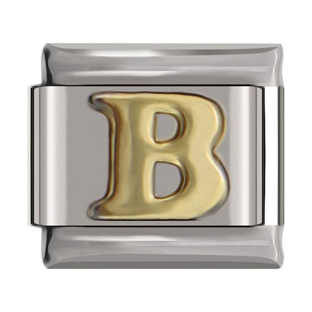 Hapiship-abalorio italiano de acero inoxidable para fabricación de joyas, pulsera de 9mm de ancho, con 26 letras doradas de Margarita Original, A-Z, DJ110