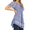 thumbnail image 4 of Sakkas Ash Speckled Tiedye Embroidered Cap Sleeve Blouse Top With Embroidery Hems - Royal Blue - One Size, 4 of 5
