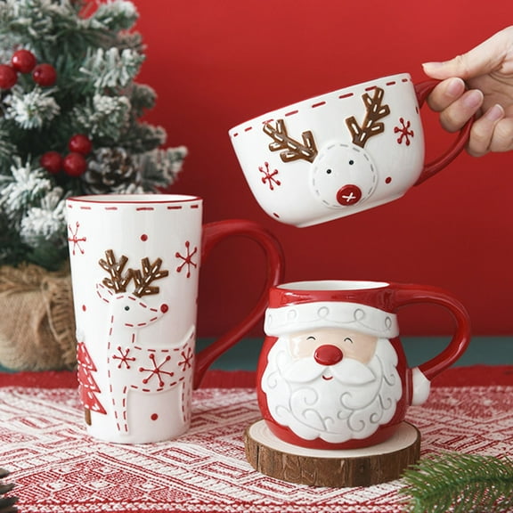tasrioml Ceramic Coffee Cup Santa Claus Elk Tea Mug Breakfast Oatmeal Milk Soup Cups Christmas Gifts for Friends And Family
