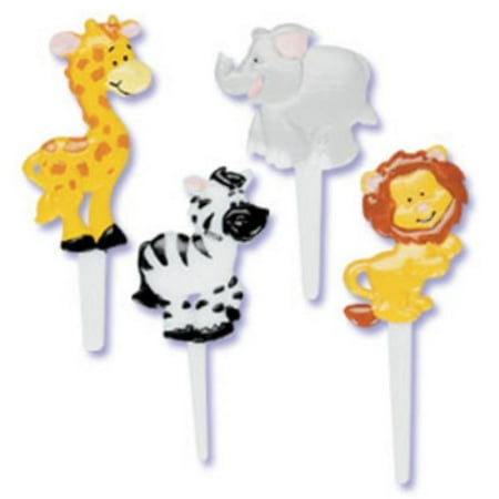 Zoo Cupcake Picks - Lion, Zebra, Elephant, Giraffe - 24