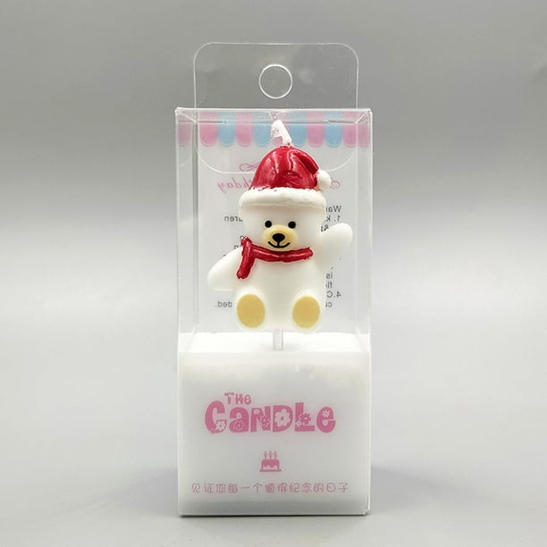 Vela de Oso de Sombrero de Navidad - Decoración y Regalo Festivo, Cera de Soja, Vela Perfumada de Larga Duración para el Hogar, Centrotamesa o Repisa