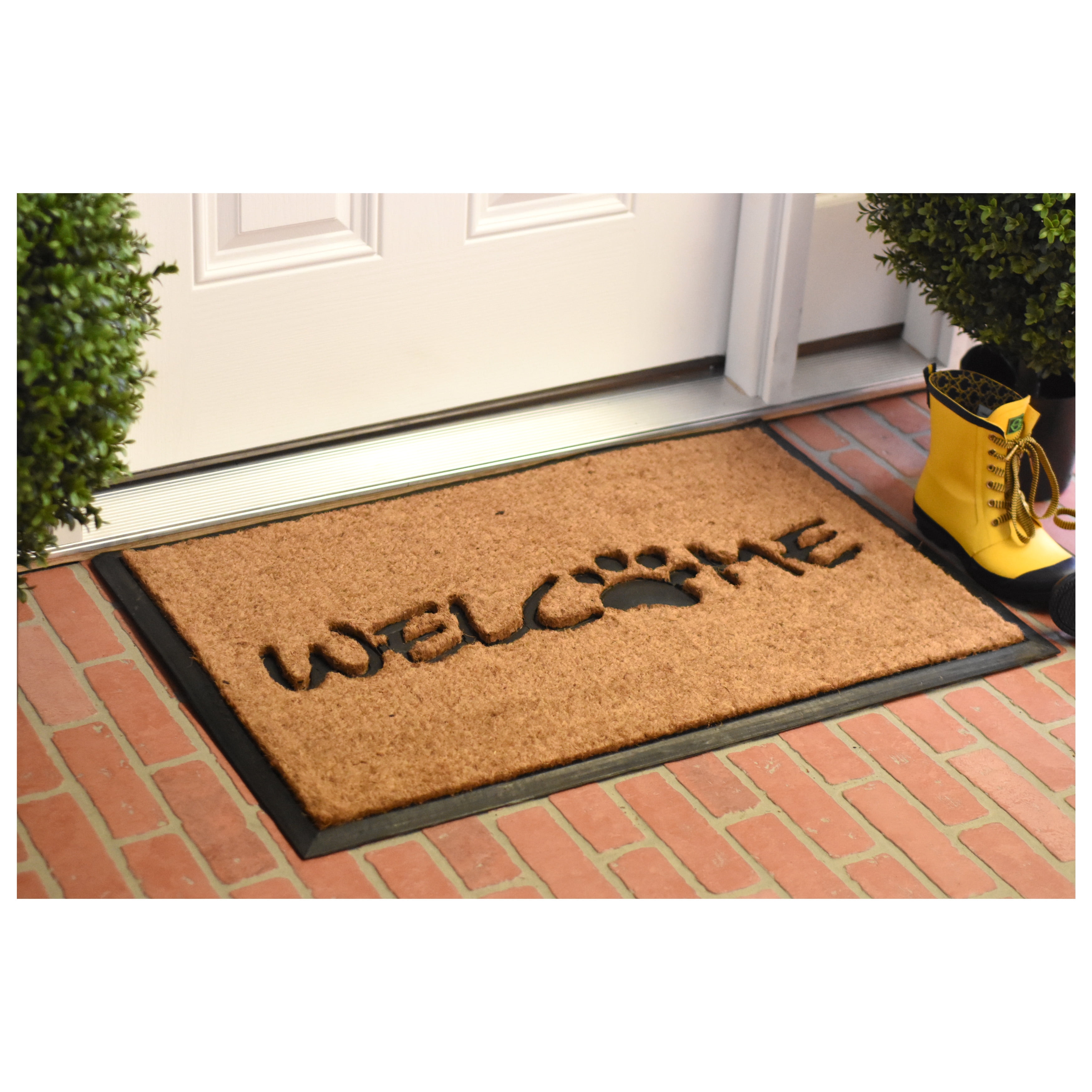 Calloway Mills 102742436 24 x 36 in. Welcome Paw Rectangular Doormat, Natural & Black