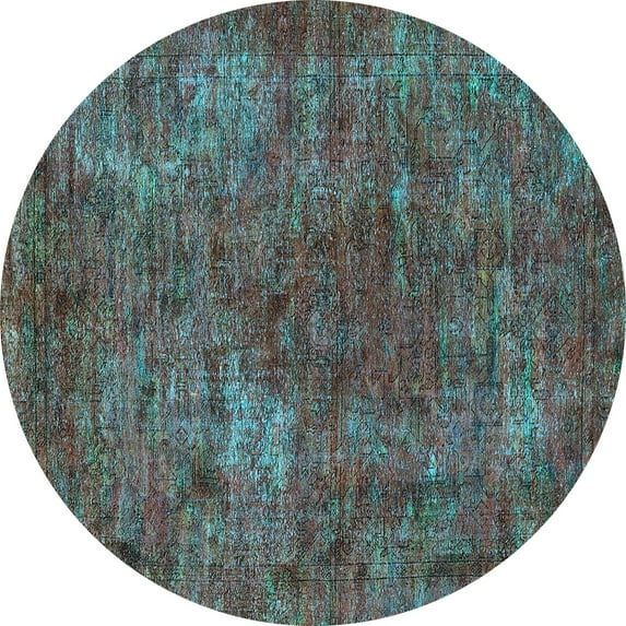 Ahgly Company Indoor Round Oriental Light Blue Industrial Area Rugs, 6' Round