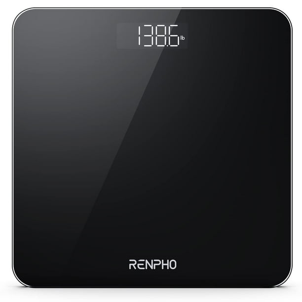 Báscula digital de baño RENPHO, Core 1S de alta precisión, con pantalla LED iluminada y diseño de esquinas redondeadas (11"/280 mm, negra)