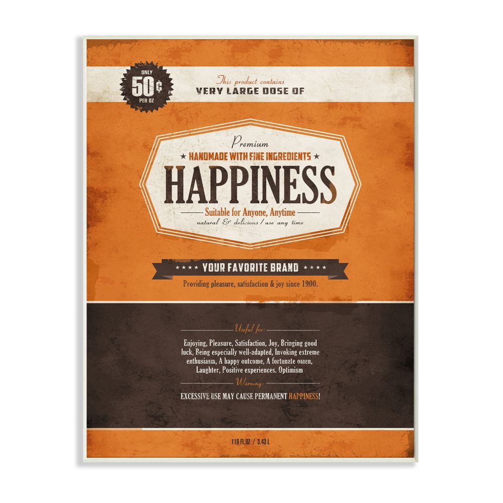 Stupell Industries Premium Happiness Inspirational Vintage Comic Book Design Wall Plaque by Ester Kay