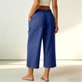 thumbnail image 6 of Ruimatai Womens High Waist Capri Pants Button Fly Patch Pockets Wide Straight Casual Daily Trousers, 6 of 7