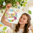 thumbnail image 5 of Wooden Easter Decoration Door Wreath For Front Door, Hollow Bunny & Egg Sign With "Happy Easter" Text, Hanging Wall Decor For Spring Welcome, Easter Party Supplies, 25*25Cm, 5 of 6