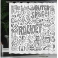 thumbnail image 3 of Ambesonne Outer Space Shower Curtain, Alien Ufo Rocket Sketch, 69"Wx70"L, White Taupe, 3 of 4