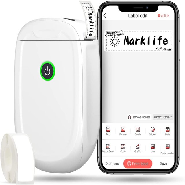 Whataatahia Máquina de Etiquetas Bluetooth, Máquina de Etiquetas Autoadhesivas P11, Impresora Térmica Portátil Compatible con Android iOS