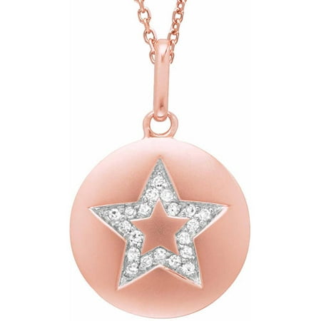 0.1 Carat T.W. Diamond Rose Gold-Plated Sterling Silver Round Star Disc Pendant