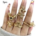 thumbnail image 2 of Women Joint Ring Punk  5PCS Vintage Gothic Midi Finger Ring Statement Ring Set, 2 of 7