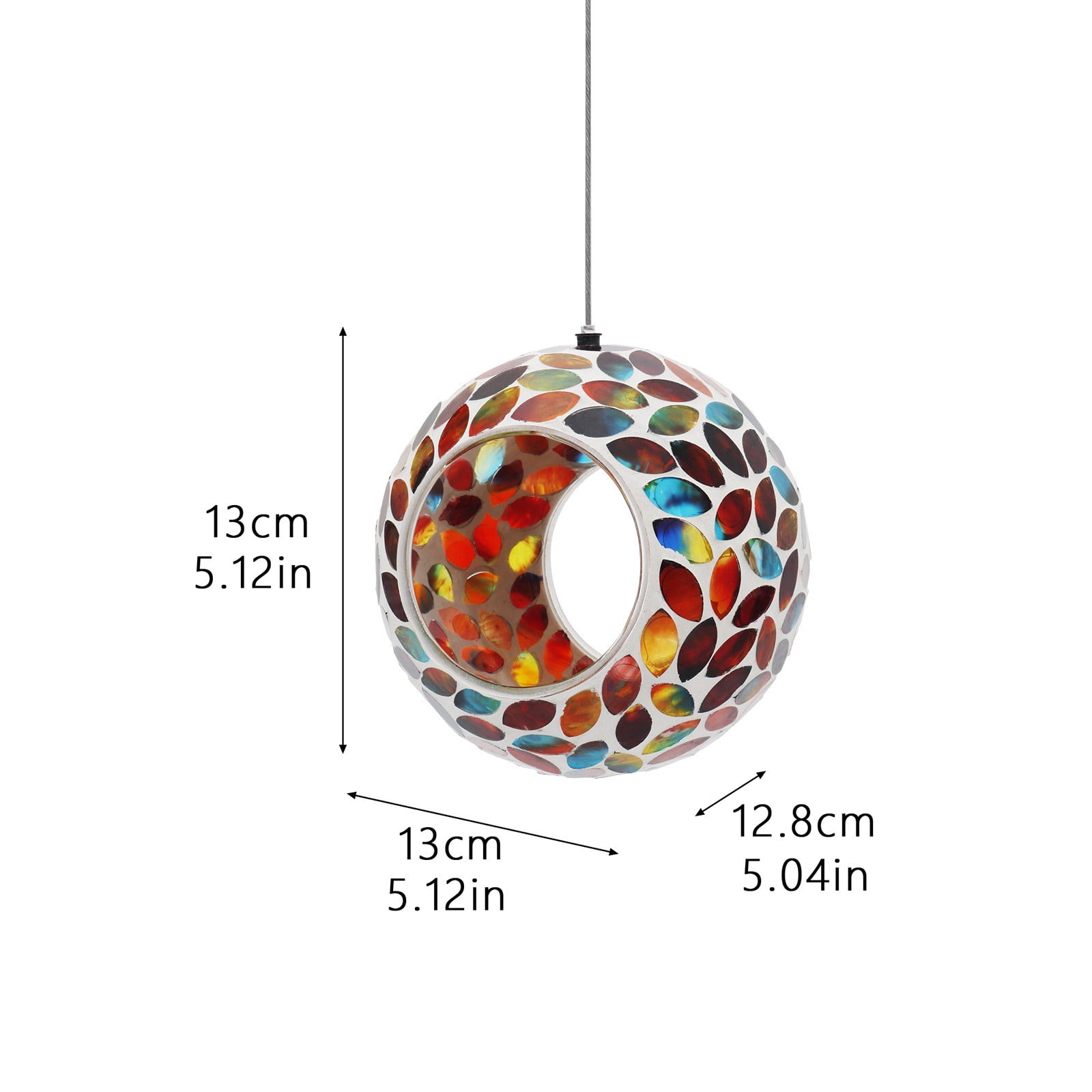 Stained Glass Hummingbird Feeder, Outdoor Hanging Bird Feeder for Garden, Circular Glass Bird Feeder for Hummingbirds, Decorative Wild Bird Feeder for Yard Patio Outside