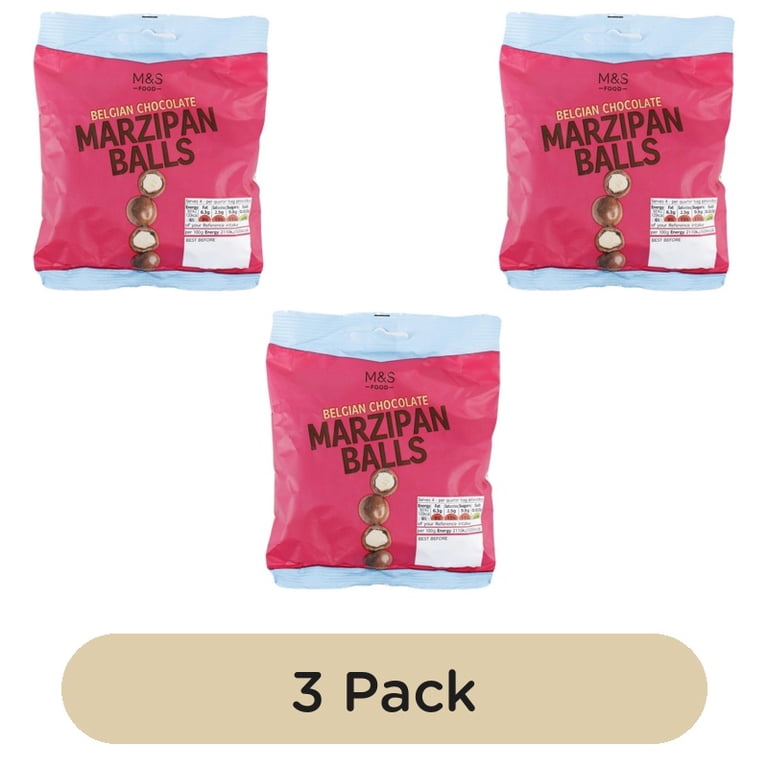 M&S Belgian Chocolate Marzipan Balls 95g, British Import (Pack of
