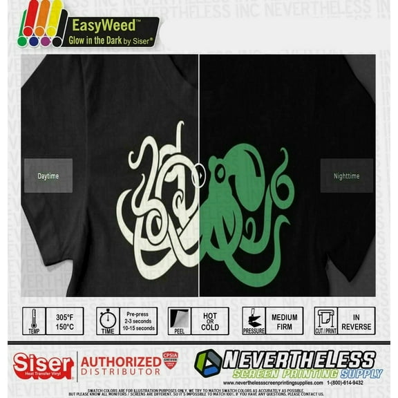 Siser EasyWeed Green Glow in the Dark - 12" x 1 Yard (36 inches) Iron On Heat Transfer Vinyl for Tshirts