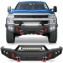 POFENZE Front Bumper for Chevrolet Silverado 2500 3500 HD 2015-2019 Textured Black Pickup Truck Bumper with Winch Plate Lights and D-rings