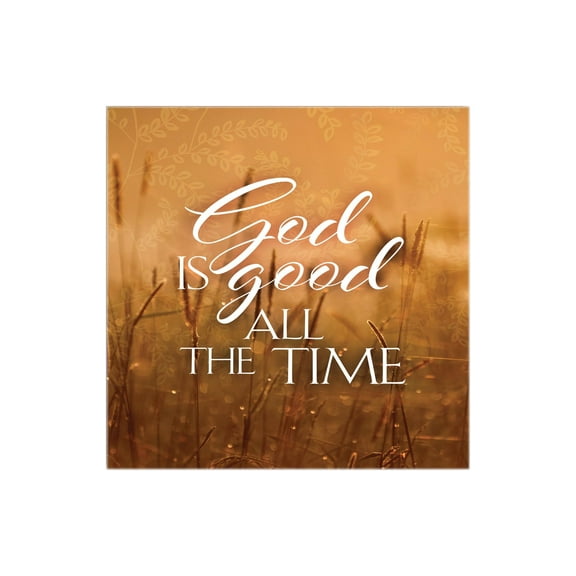 He Is Good All Time Orange Sunlit Foliage 12 x 12 Wood Wall Sign Plaque