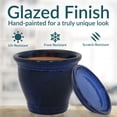 thumbnail image 4 of Sunnydaze Studio 11" x 11" x 10" Round Imperial Blue Ceramic Solid Plant Pot with Saucers (2-Count), 4 of 11
