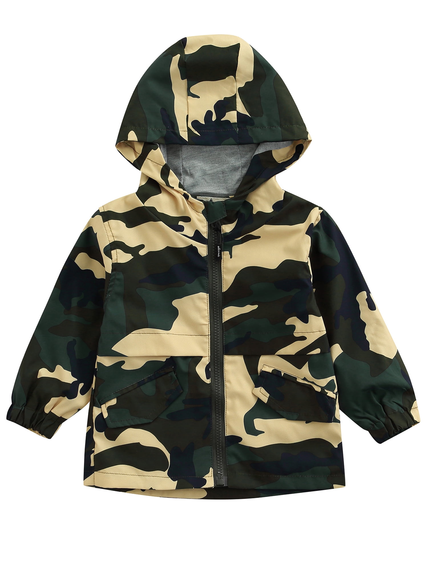 New Womens Camouflage Zip Up Parka Hooded Raincoats Showerproof Jackets 18-24 