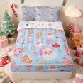 thumbnail image 2 of Manfei Santa Full Comforter Set Fitted Sheet 2 Pillowcases, Lavender Pink, Xmas Reversible, 2 of 7