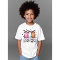 thumbnail image 1 of Halloween T-shirt - Halloween Boo Hoo Trio short-sleeved T-shirt Casual Wear, Seasonal Clothing, Playful Design, Fun Graphic Tee, Breathable Material, Soft Fabric, Short Sleeve Top, Printed Tee, 1 of 6
