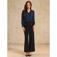 thumbnail image 2 of DARING DIVA Long Sleeve V Neck Classic Business Work Shirt Top X-Large Peacock Blue, 2 of 6