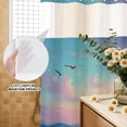 thumbnail image 4 of No Hook Shower Curtain, Summer Coastal Shower Curtains for Bathroom with See Through Top Window, Nautical Seagulls Sunset Ocean Waterproof & Washable Bath Curtain Long 72"x78", 4 of 9