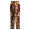 thumbnail image 6 of Red Floral Pattern Rug Winter Female Pants Flannel High Waist Women Pants Lady Warm Straight Leg Plush Trousers, 6 of 7