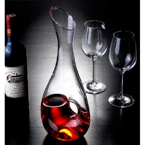 Carafe à vin rouge, carafe à décanter en verre cristal de 1,2 litre, carafe  à vin rouge de qualité supérieure avec sous-verre en silicone élégant,  accessoires pour le vin 